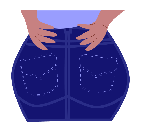 Illustration : un jean vu de dos, mains sur les hanches